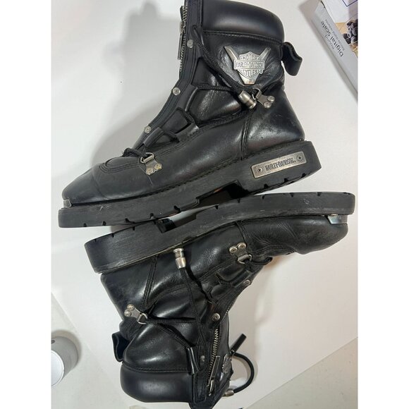 Harley-Davidson Men's Black Leather Boots with Silver Accents - Picture 4 of 10